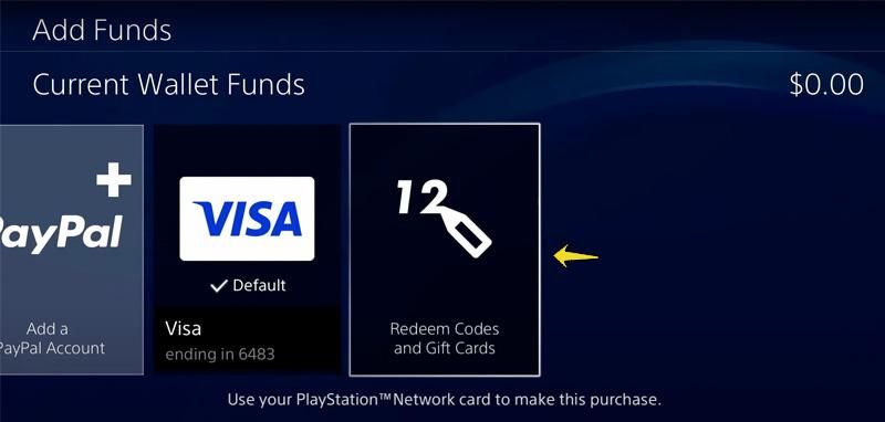 ردیم گیفت کارت پلی استیشن در کنسول ps4
