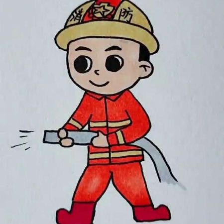 نقاشی آتش نشان کودکانه