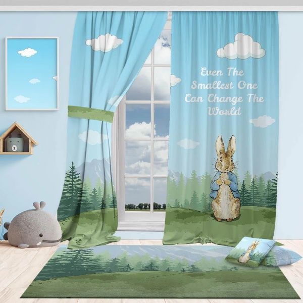 پرده خرگوش و جنگل برای اتاق خواب کودک