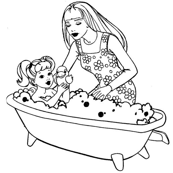 نقاشی زیبای حمام کردن برای رعایت بهداشت فردی کودکان برای رنگ‌آمیزی