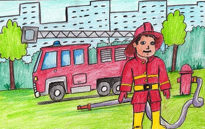 نقاشی آتش نشان برای کودکان