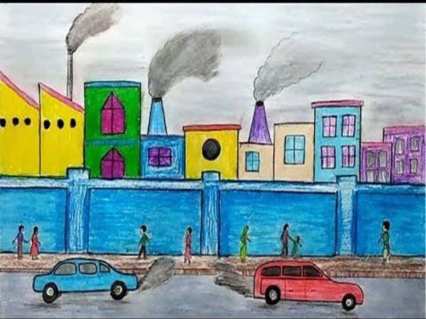 انواع نقاشی آلودگی هوای کارخانه‌ها