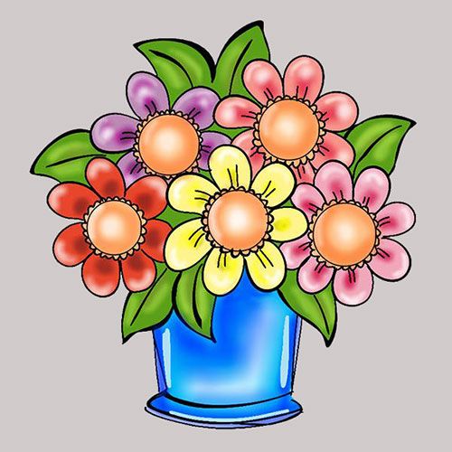 نقاشی ساده از گلدان