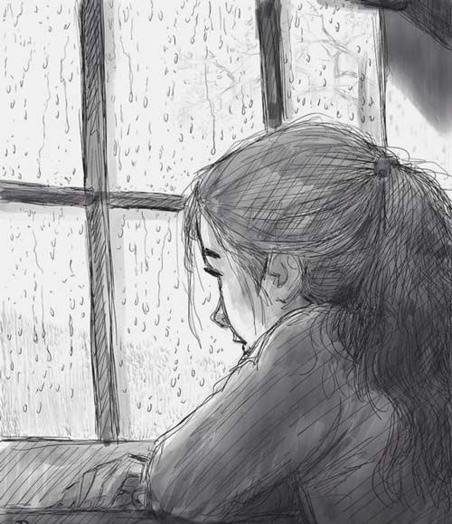 عکس دختر تنها کنار پنجره