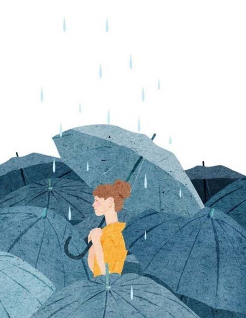 عکس دختر تنها و غمگین زیر باران