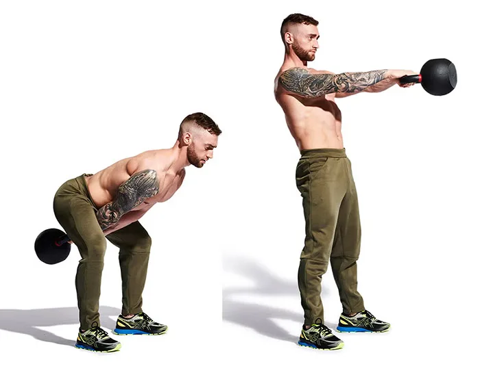 21 حرکت برای تقویت عضلات پشت و کمر 46 حرکت برای تقویت عضلات پشت و کمر,تاب دادن کتل بل